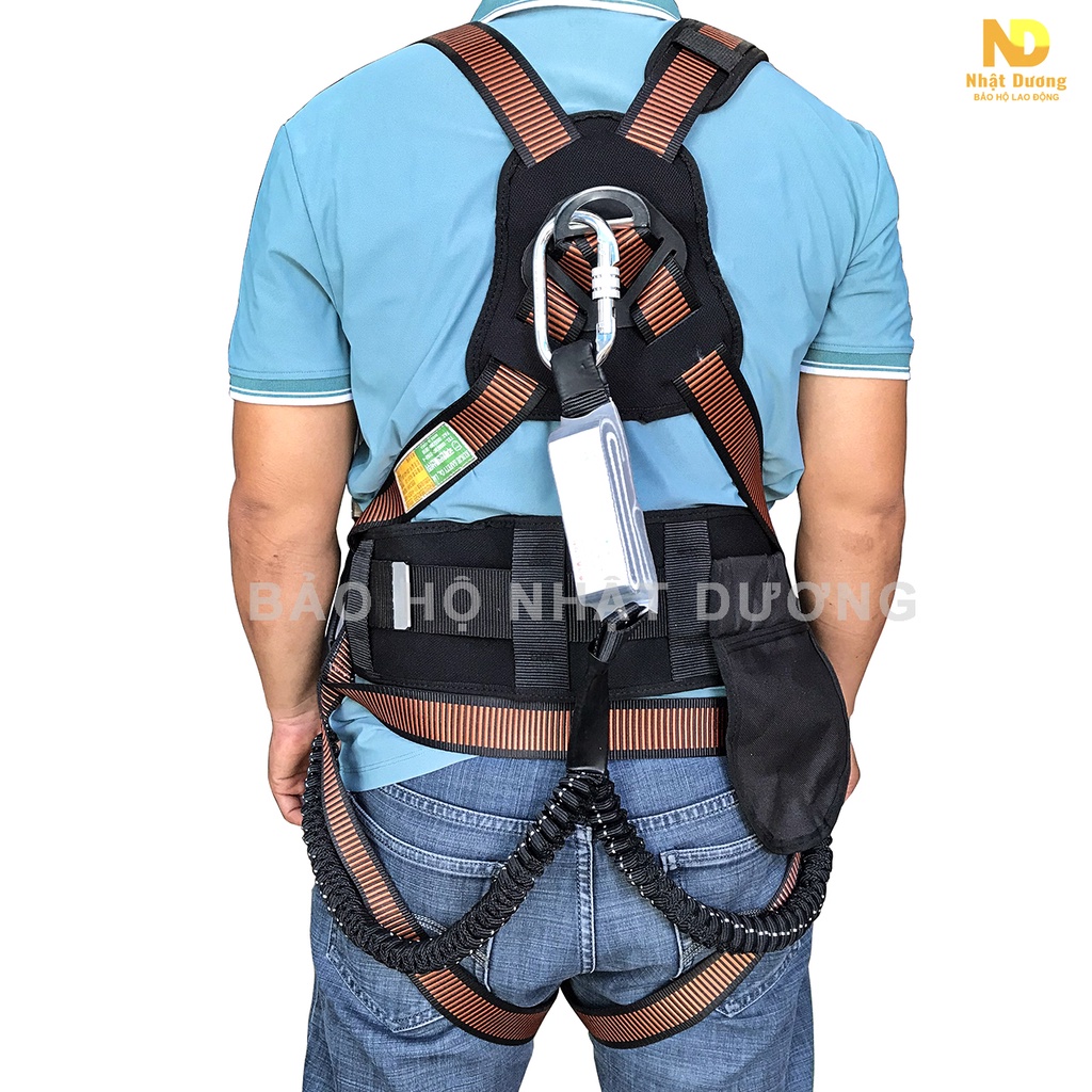 Dây an toàn toàn thân 2 móc nhôm thun đàn hồi giảm xóc có túi HPBEN33, Dây bảo hộ lao động Nhật Dương Kukje