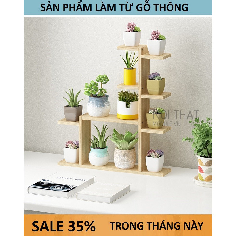 Kệ gỗ để hoa cây cảnh, kệ decor để bàn trang trí ban công sân vườn chất liệu gỗ tự nhiên bền đẹp ( nhiều kích thước )