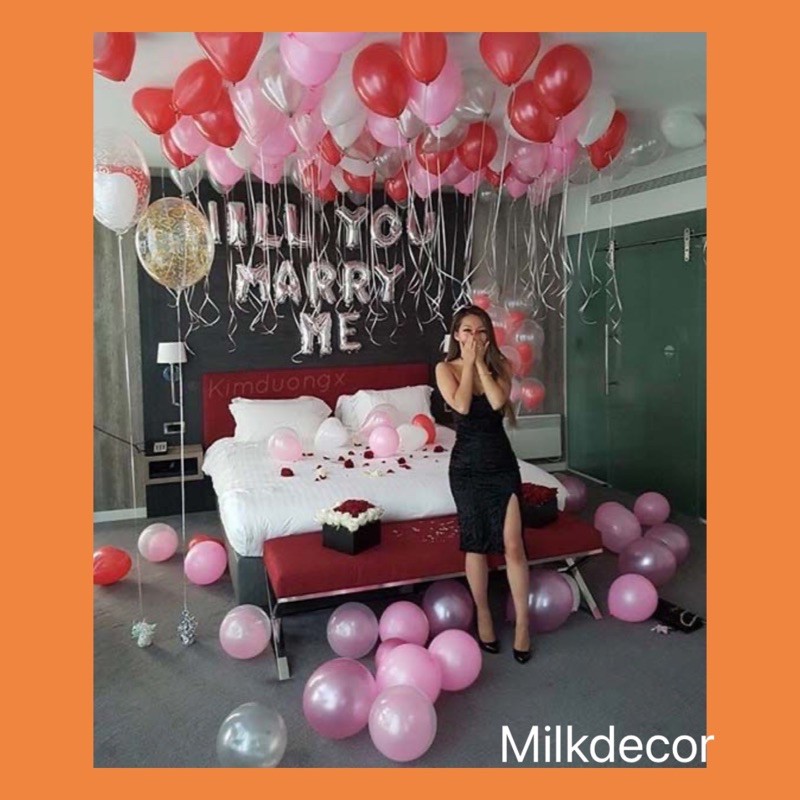 { Tặng Kèm Bóng Tròn} Bộ Bóng Bay Trang Trí Cầu Hôn - will you mary me Y01