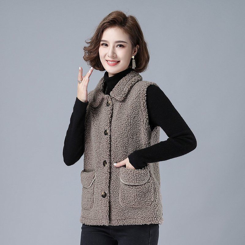 ₪▦Áo khoác choàng cừu Con gái tuổi trung niên mặc vest cỡ lớn mùa đông thu đôi mươi kiểu ngoại quốc