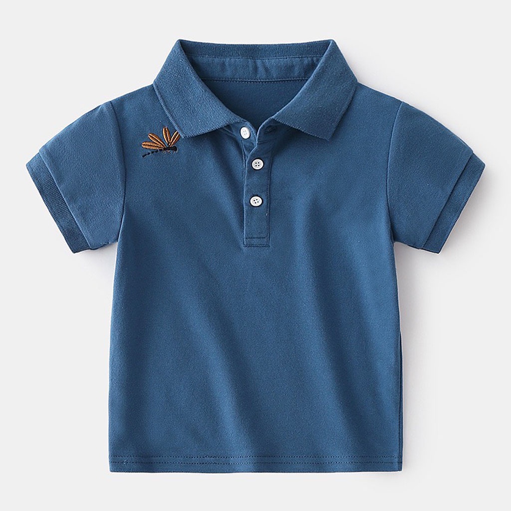 Áo Polo cho bé LILA KIDS, Áo cộc tay thêu hình chuồn chuồn chất cotton cao cấp cho bé từ 10-25kg