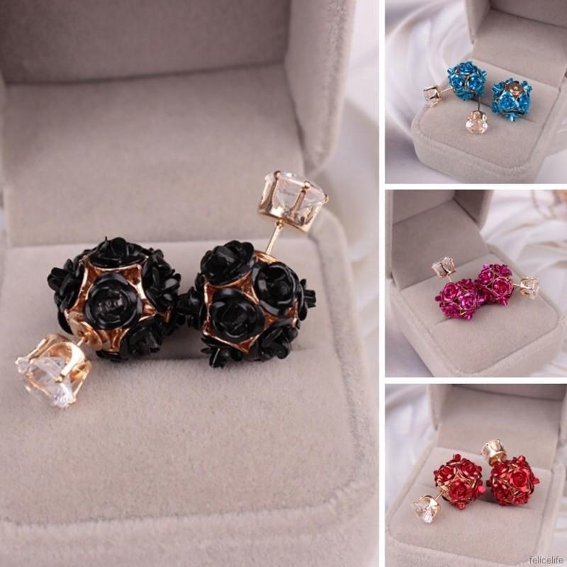 Khuyên tai hoa hồng thời trang cho nữ