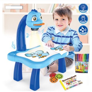 Đồ chơi bàn học vẽ thông minh có đèn chiếu projector painting dành cho bé tập tô màu, tập vẽ