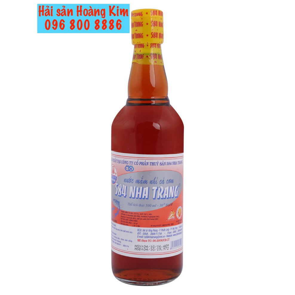 Nước mắm 584 Nha Trang 30 độ đạm - Chai thuỷ tinh 500 ml