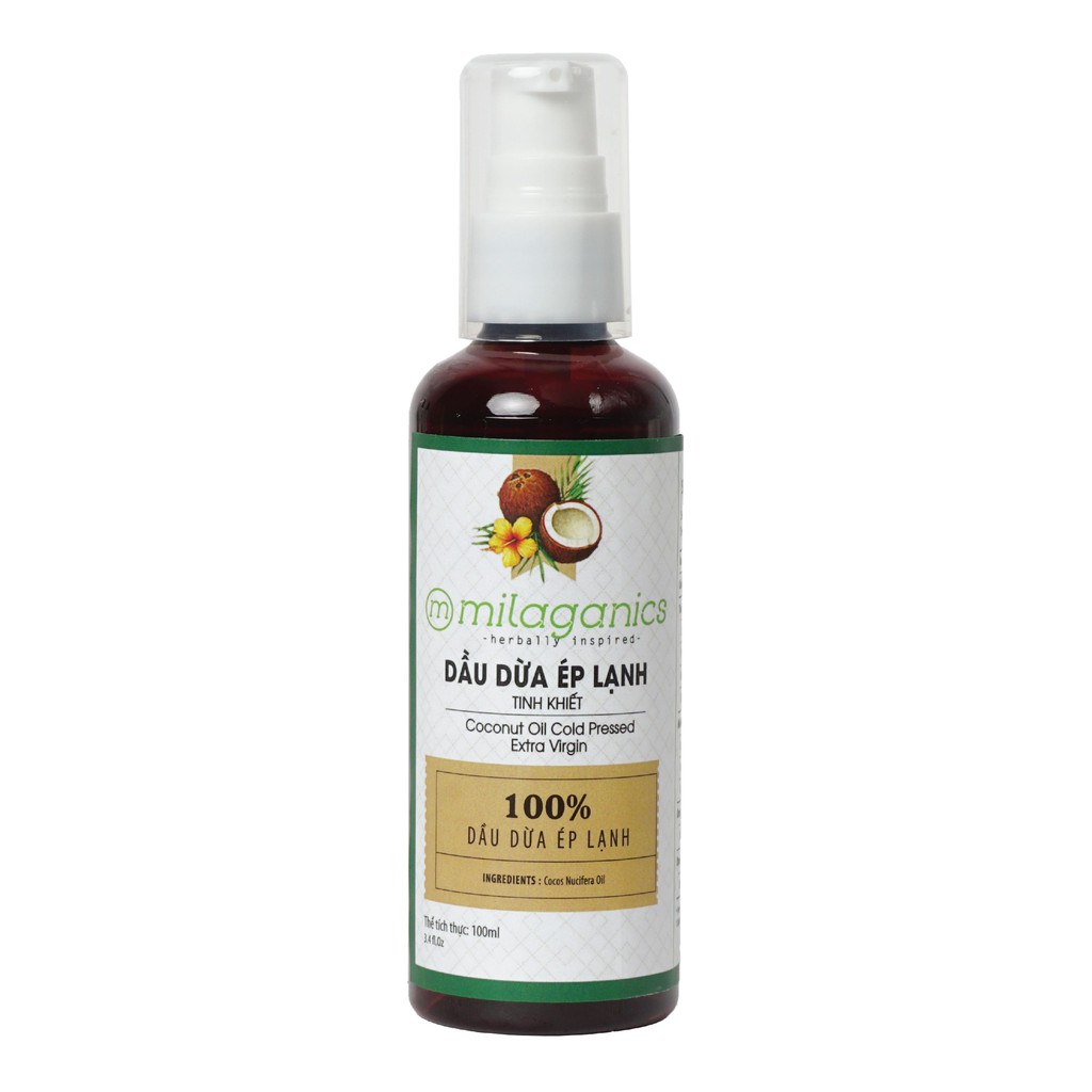 Dầu Dừa Tinh Khiết Vitamin E Dưỡng Da - Tóc - Môi MILAGANICS 100ml (Chai)