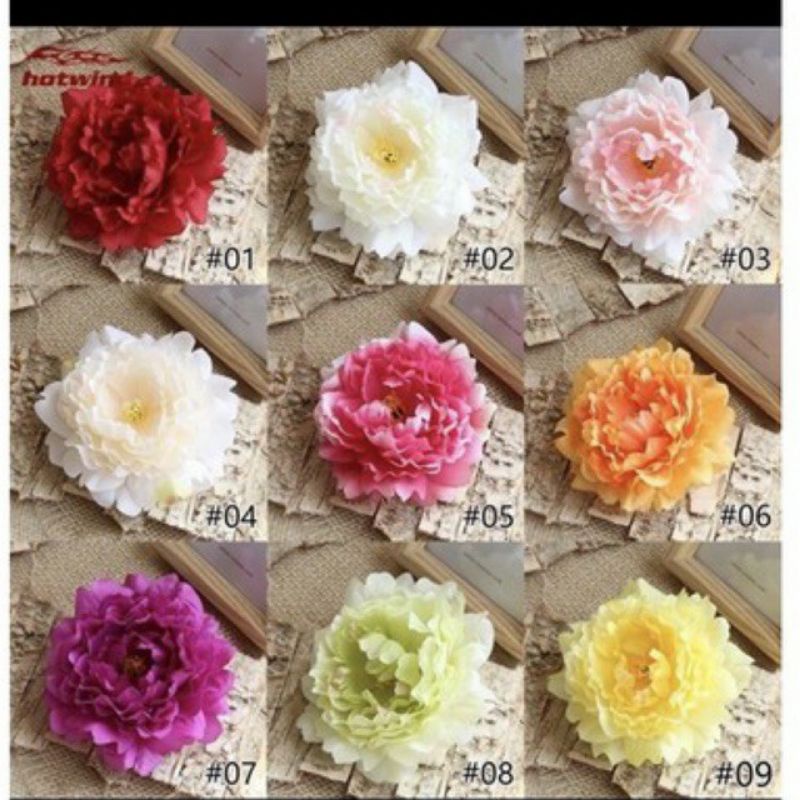 Combo 10 bông mẫu đơn siêu đep. hoa lụa cao cấp