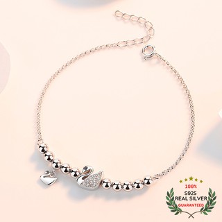 Vòng Tay Bạc S925 Hồ Thiên Nga Đính Đá Zircon Dễ Thương | Lắc Tay Nữ Trang Sức Bạc Thời Trang