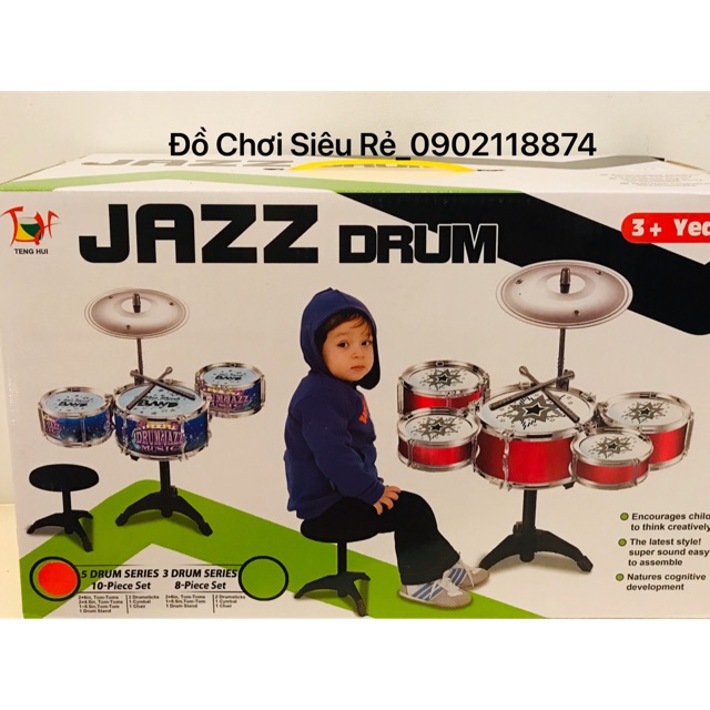 Bộ Trống Jazz 6 Món Kèm Ghế Ngồi Cho Bé