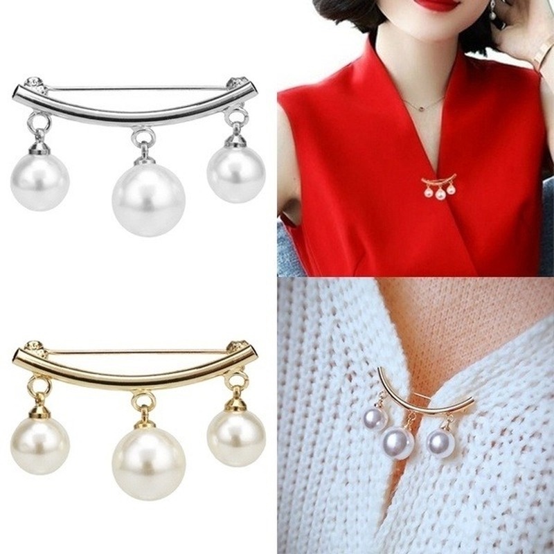 Ghim cài áo đính ngọc trai giả thời trang