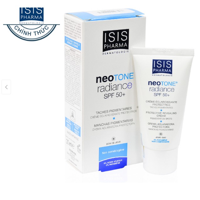 Thanh lý - Kem dưỡng ẩm trắng da, chống nắng Neotone Radiance SPF50+ Isis pharma - ISIS02