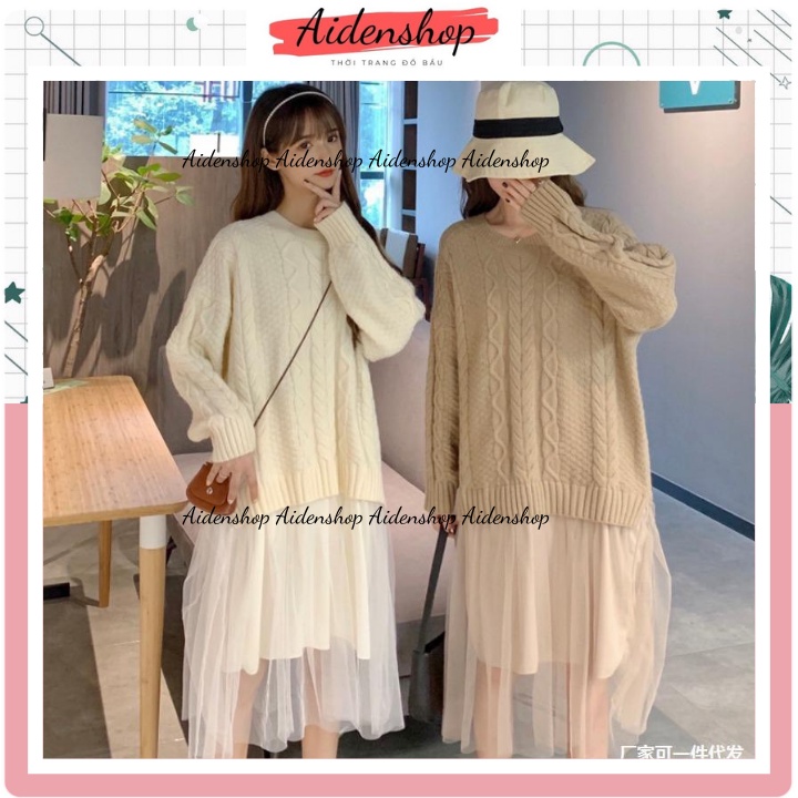 Váy len bầu mùa đông Aidenshop Đầm bầu thời trang cao cấp Quảng Châu