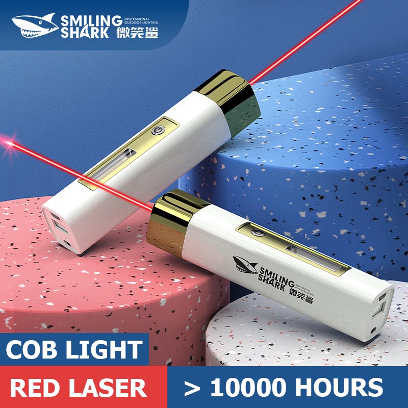Smilingshark JG867 Đèn pin laser Con trỏ dạy chơi mèo có thể sạc lại USB màu đỏ / xanh di động