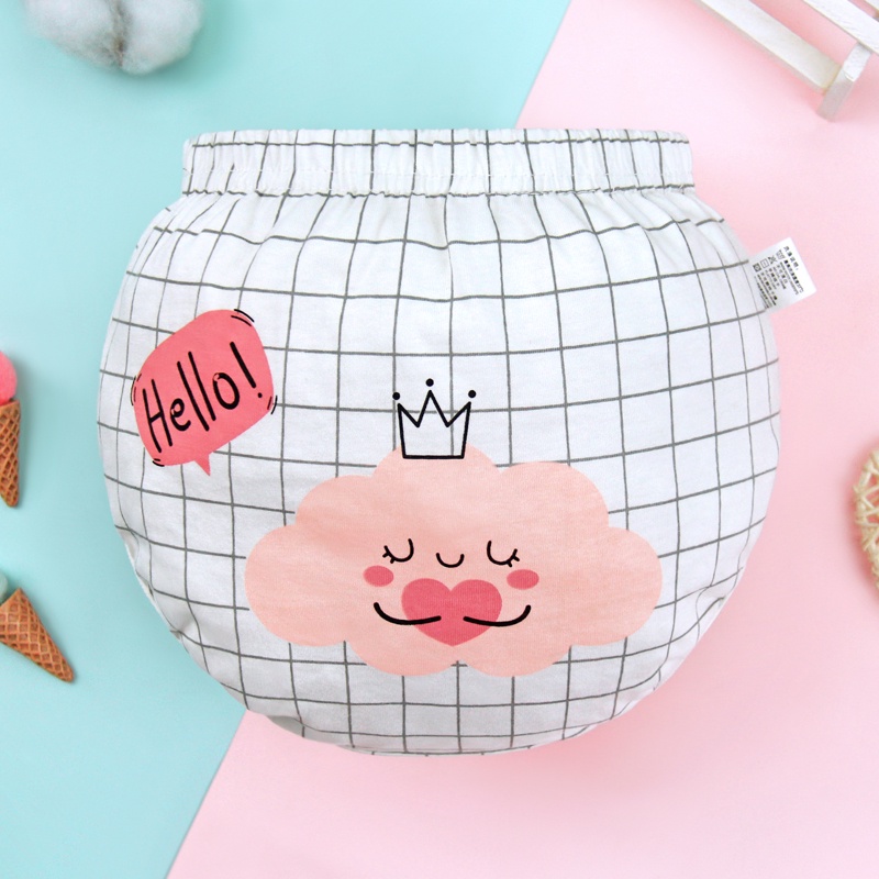 Quần lót LUCKY BIG CAT chất liệu cotton nguyên chất họa tiết hoạt hình dễ thương cho trẻ sơ sinh