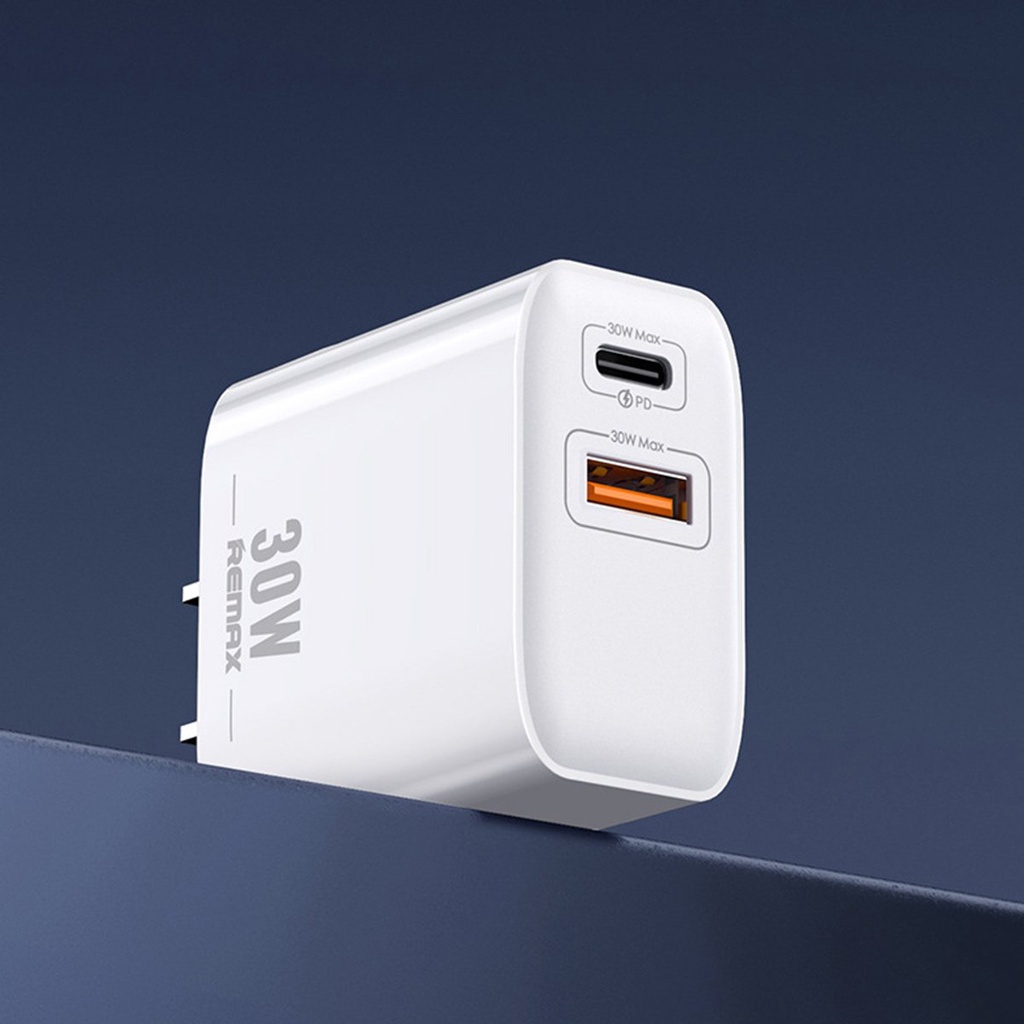 Củ Sạc Nhanh 2 Cổng 30W Remax RP-U82.Sạc Không Nóng,Tương Thích Thông Minh.BH 6 Tháng.