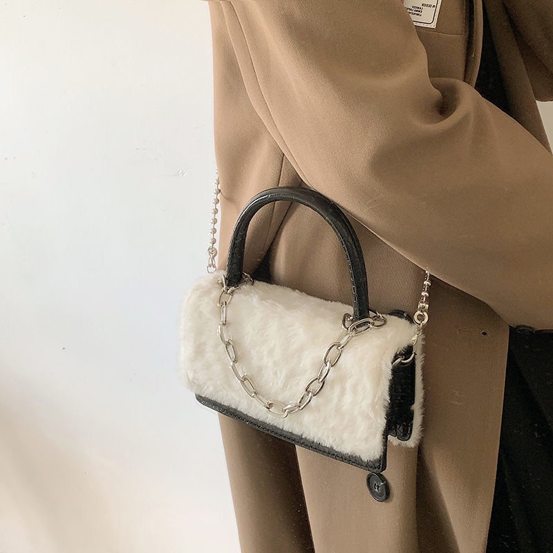 Túi Xách Đeo Vai Hình Vuông Cỡ Nhỏ Phối Dây Đeo Sợi Xích Phong Cách Hàn Quốc Thời Trang Cho Nữ