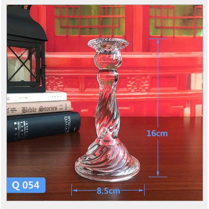 Chân nến đơn thủy tinh xoắn cao 16cm
