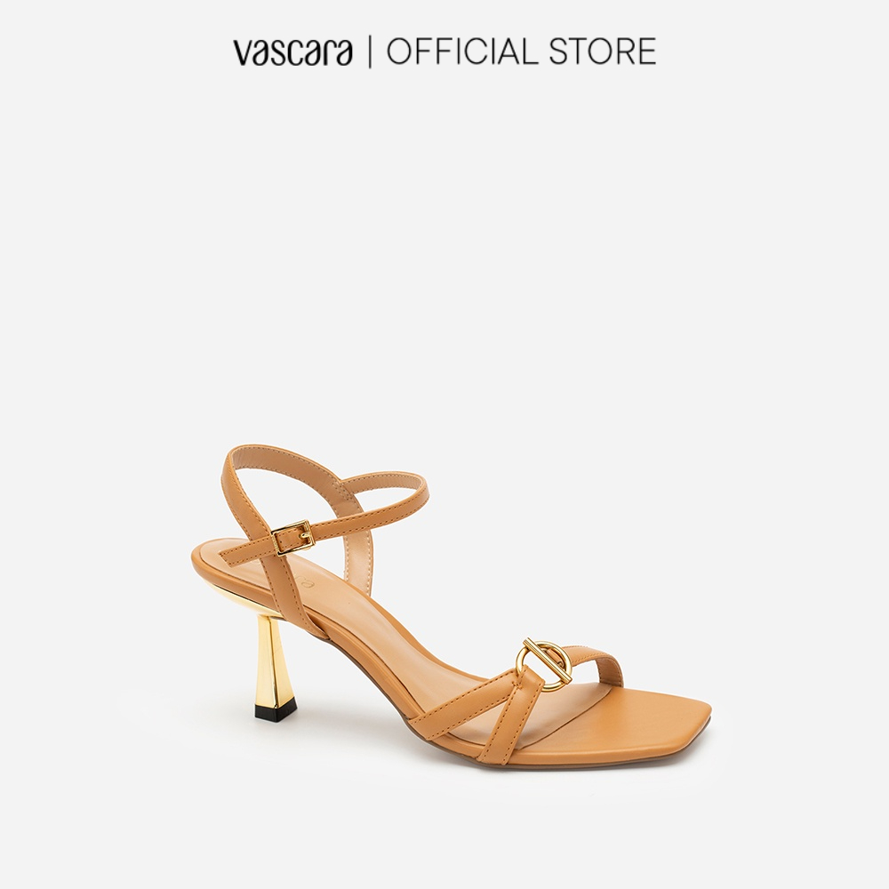 Vascara Giày Sandal Quai Phối Khóa Tròn Hiện Đại - SDN 0688 - Màu Be