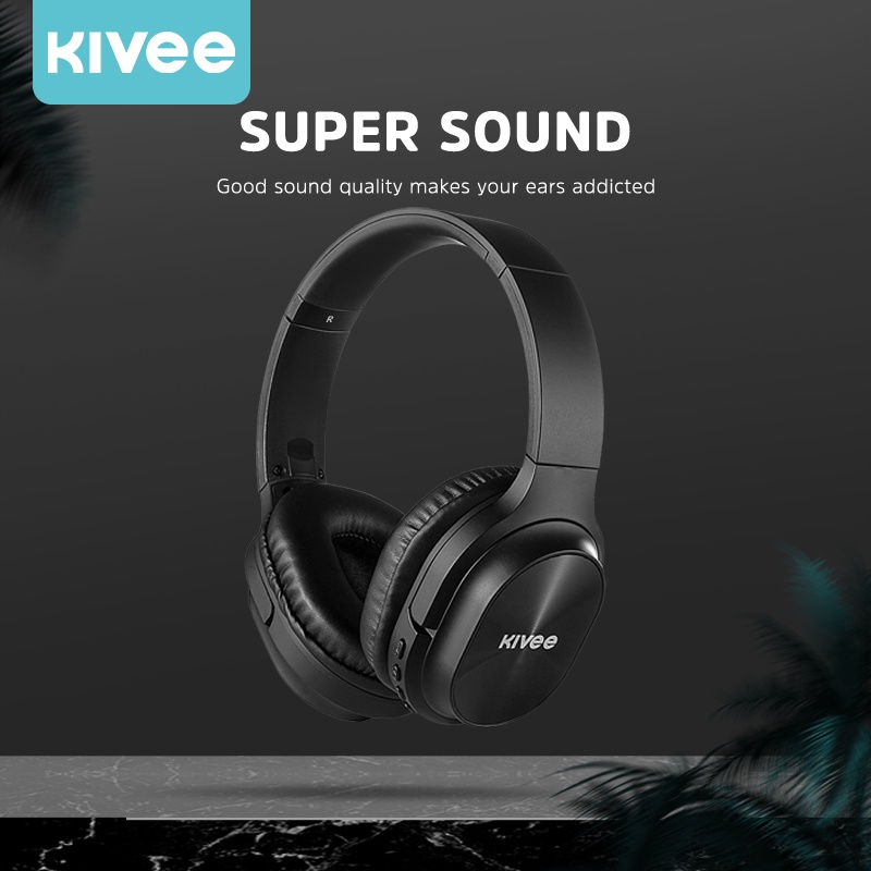 Tai nghe Bluetooth ôm đầu KIVEE chất lượng âm thanh sống động hỗ trợ Bluetooth 5.0 cáp DC cắm được phù hợp với điện thoạ