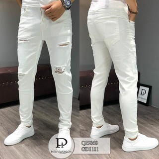 [FREE SHIP]Quần Jean Nam THU PINK Trắng Rách Chất Jean Xịn Cao Cấp MS45