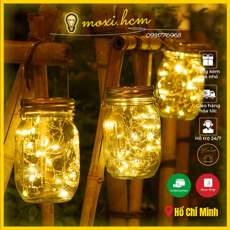 Đèn led năng lượng mặt trời chai thủy tinh dùng trang trí sân vườn, làm đèn decor .
