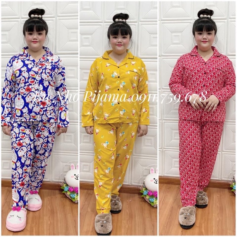 ( BIG SIZE 63-80kg ) Bộ Tay Dài Quần Dài  Kate Lụa 65-85kg | BigBuy360 - bigbuy360.vn