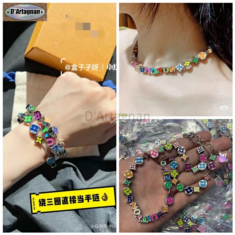 {TOP} Dây Chuyền Hạt Cườm Xỏ Hình Hoa Chữ L Đầy Màu Sắc Và Vòng Tay Phong Cách Hàn Quốc Mới 2022 Phong Cách Retro Thanh Lịch Không Phai Màu Dành Cho Bạn Nữ