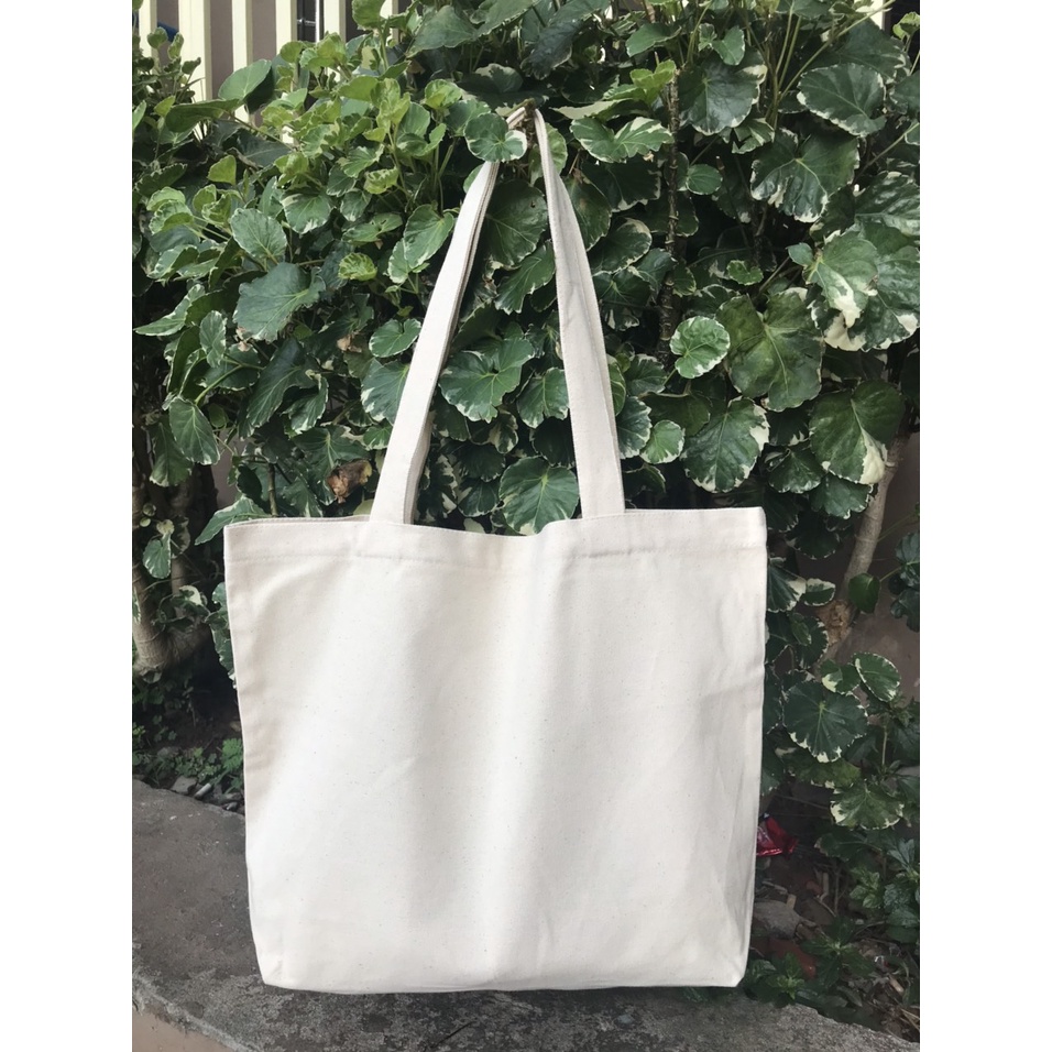 Túi xách tote vải canvas màu trắng, màu kem, đen XL