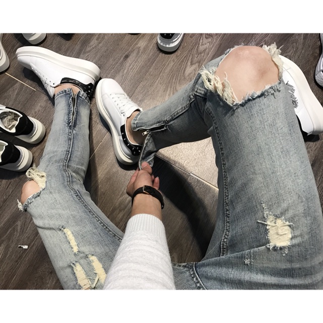 Jeans rách gối Zipper ( ảnh thật ) | BigBuy360 - bigbuy360.vn