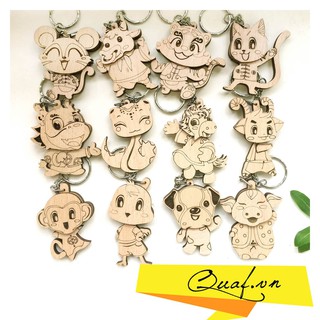 Móc khóa gỗ 12 con giáp