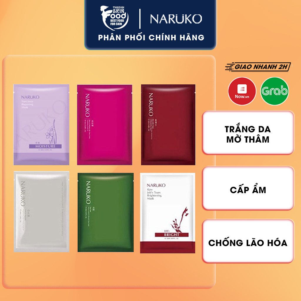 Mặt nạ giấy dưỡng trắng, dưỡng ẩm, chống lão hóa, giảm mụn chiết xuất tràm trà, ý dĩ Naruko Mask