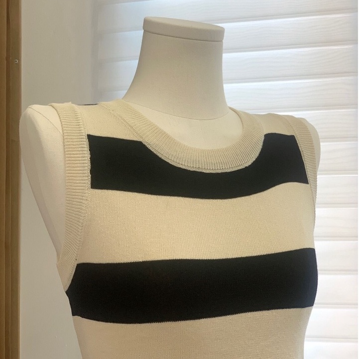 Áo len nữ dáng croptop 3 lỗ kẻ sọc chất đẹp co giãn hàng đẹp PANOSI - A642