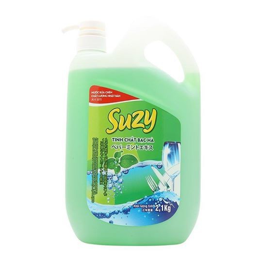 Nước rửa chén Suzy can 2,1kg có vòi nhấn - Công nghệ Nhật Bản.