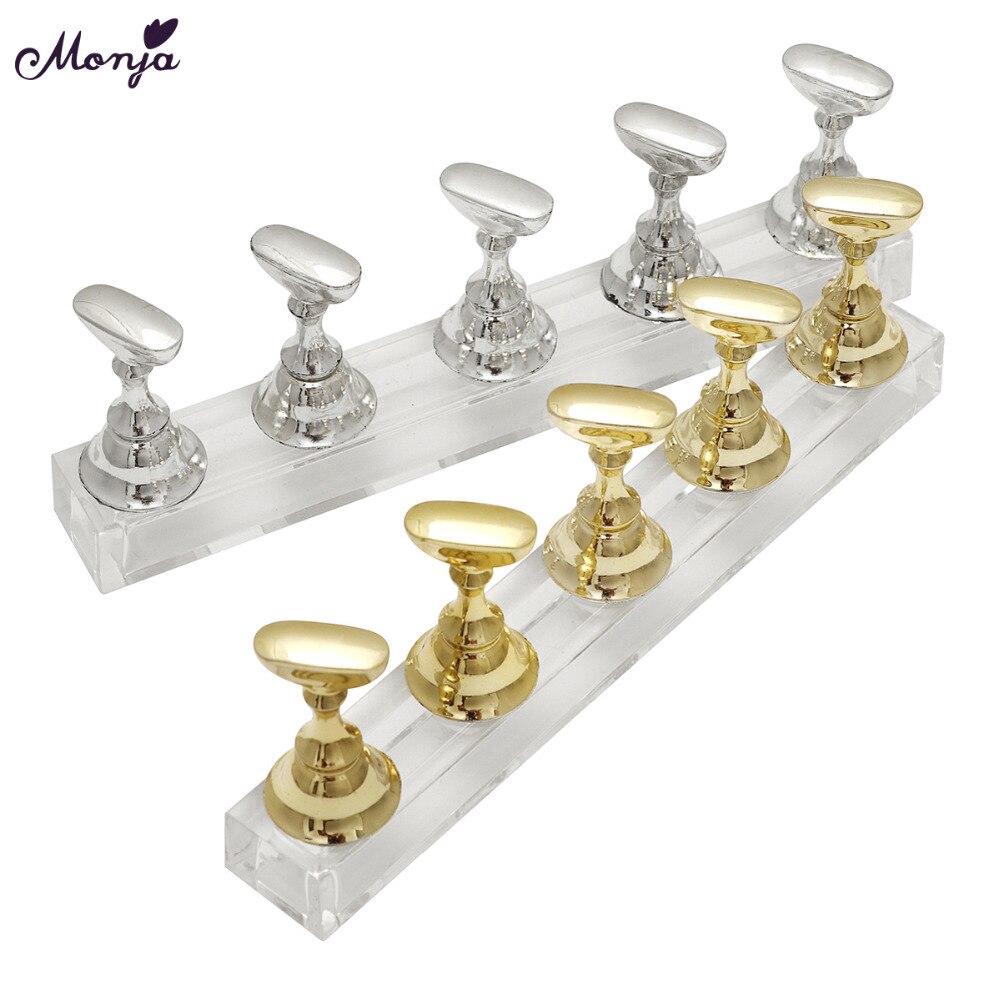 Monja 5pcs Nail Art Gel Polish Practice Display Stand Board Magnetic Tips Chess Practice Holder Set DIY