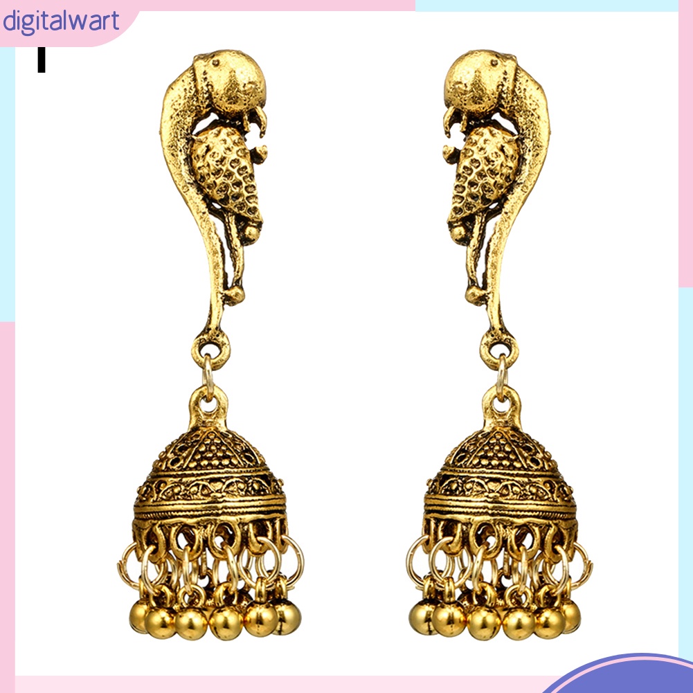 Khuyên tai nữ trang dáng dài tạo hình chim công độc đáo