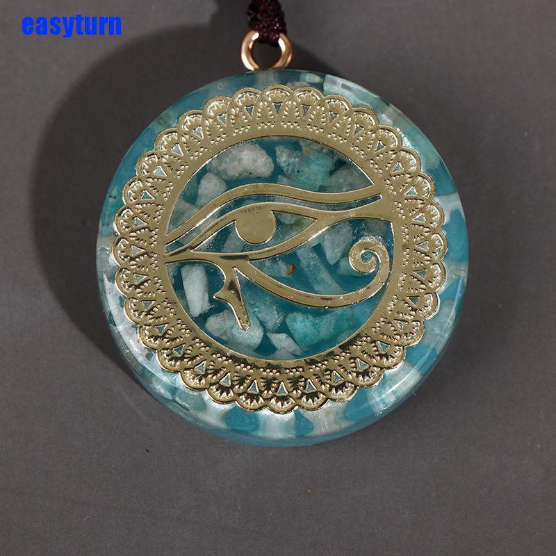 EAS 1Pc Orgonite Energy Pendant Orgone Amazonite Necklace Horus Eye All-Seeing Eyes