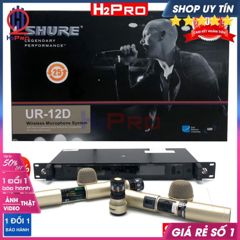 [RẺ VÔ ĐỊCH] Đôi Micro không dây Shure UR-12D chính hãng - Micro karaoke không dây cao cấp hát hay, chống hú