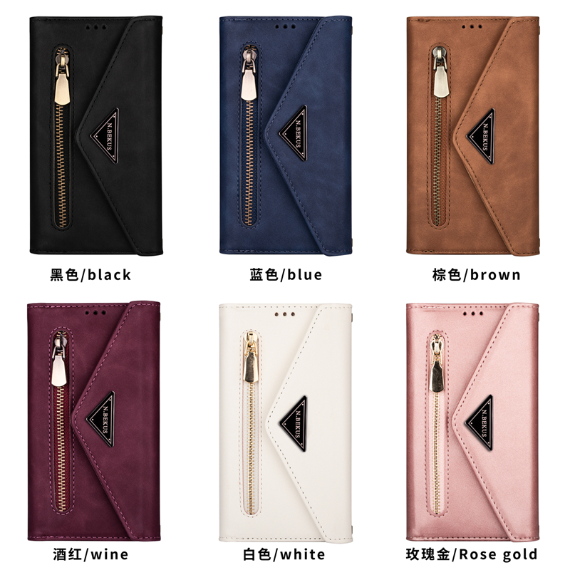 IPhone 12 11 Pro Xs Max XR I8 I7 Wallet Leather Case Flip Lady Lanyard Bag Bracket Zipper Soft  Cover Casing