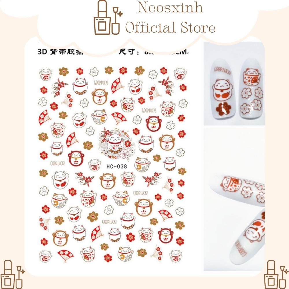 Sticker Dán Móng Tay Mèo Thần Tài WG - HC Cute Hot Trend - Hình Dán Móng - Neosxinh Nails