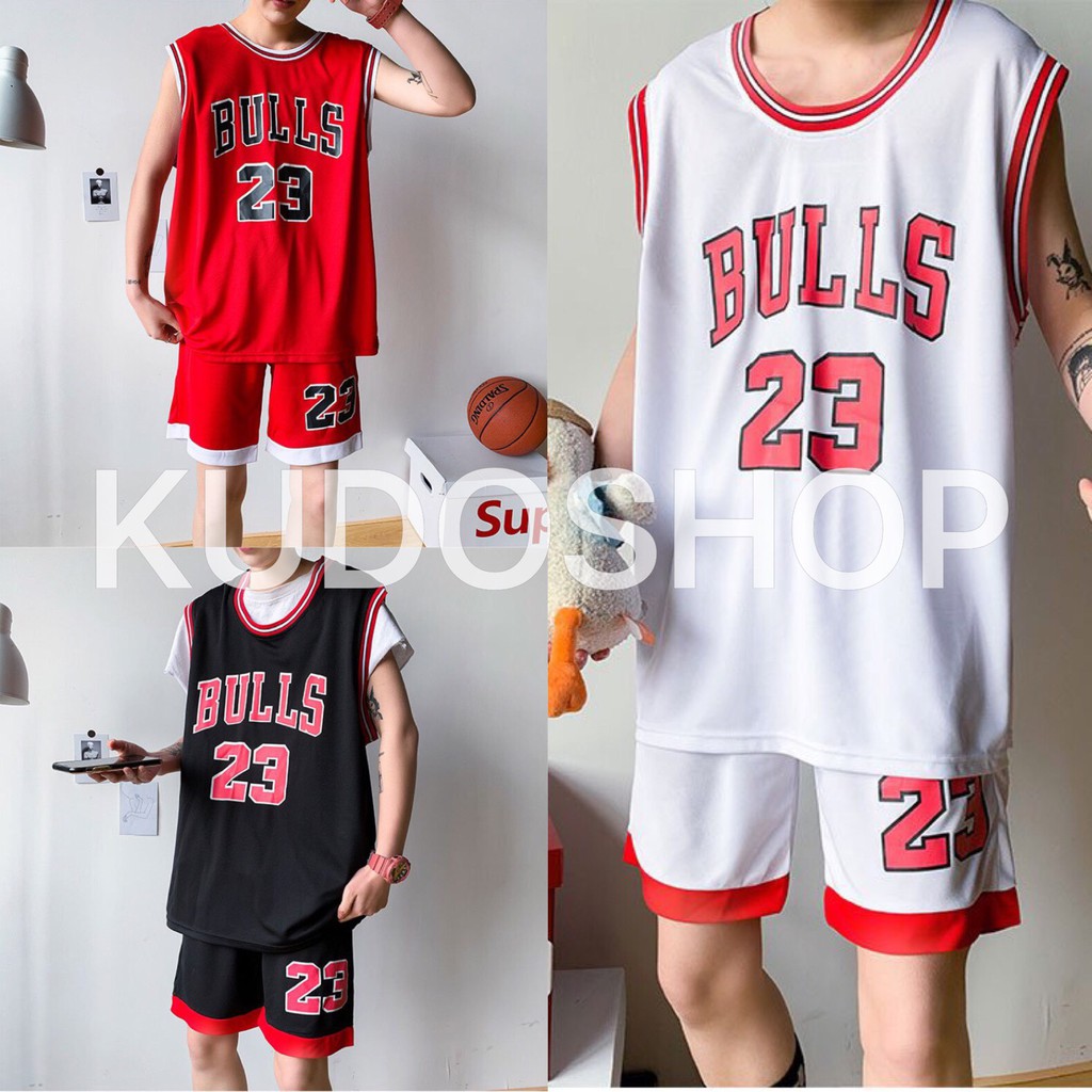Áo thun ba lỗ bóng rổ phối viền in họa tiết 23 dáng rộng unisex/ Áo thể thao cổ tròn không tay phong cách hàn quốc