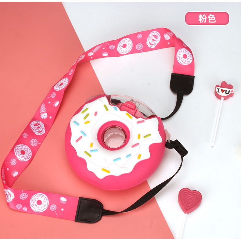 Bình Nước Hình Bánh Donut Có Ống Hút Thời Trang Mùa Hè Dễ Thương Cho Bé