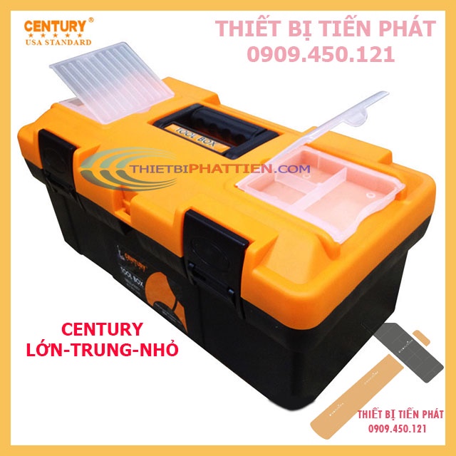 [GIÁ HỦY DIỆT] Hộp Đụng, Thùng Đựng Đồ Nghề 2 Tầng Đủ Size Lớn, Nhỏ, Trung CENTURY Màu Cam Đen (Chính Hãng)