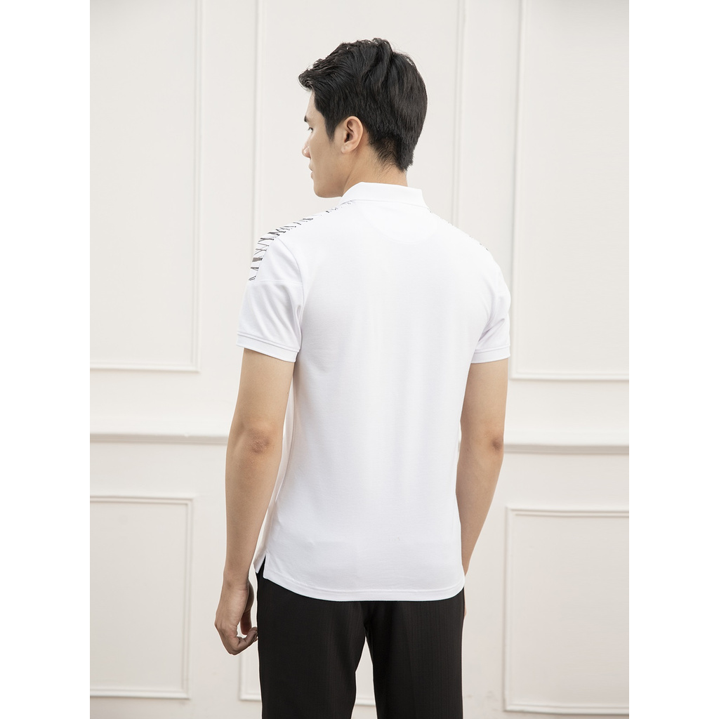 Áo Thun Nam Tay Ngắn Có Cổ Aristino APS021S1 Màu Trắng 6 Phom Slim Fit Chất Liệu Cotton