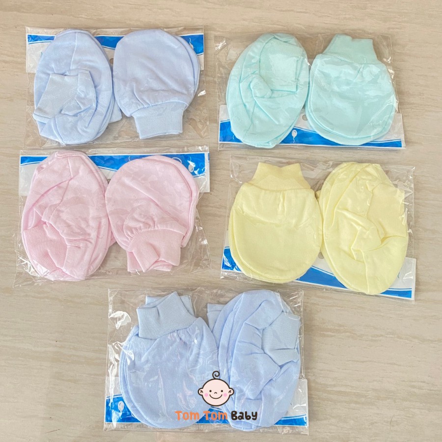 Bộ (1 bộ) bao tay, bao chân Màu Bo Gấu JOU cho bé sơ sinh - Chất vải cotton 100% mềm, mịn, bo mềm