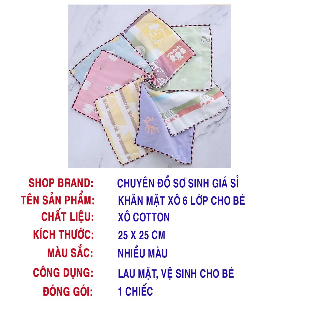 Khăn Mặt Khăn Sữa Cho Bé Cotton 6 Lớp Thấm Hút Tốt