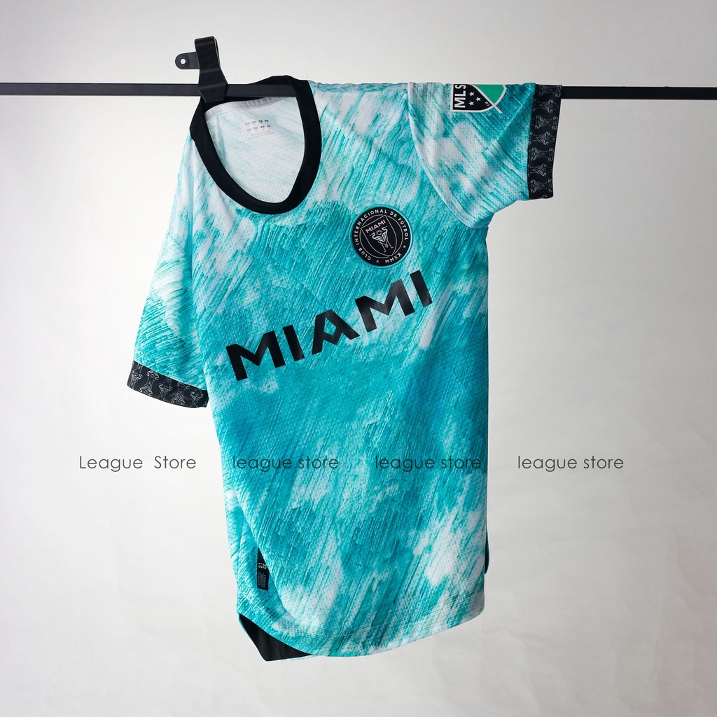 Bộ quần áo thể thao nam Miami - mẫu áo quần bóng đá màu xanh ngọc vải thoáng mát form âu Leaguestore