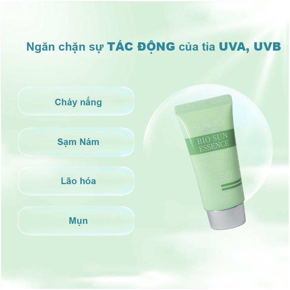 Kem chống nắng Sennio Bio Sun Essence dạng tinh chất dưỡng trắng da chống ánh sáng xanh 50ml SNO 825