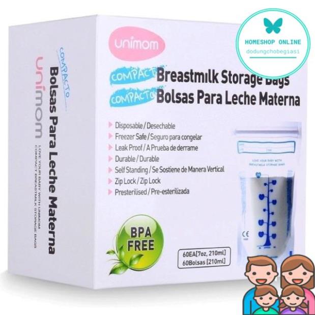 Hộp 30Túi trữ sữa Unimom Hàn Quốc 210ml không có BPA
