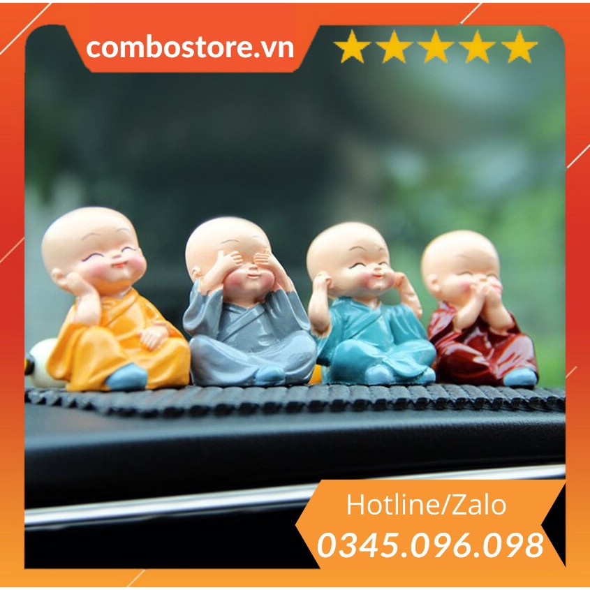 Bộ Tượng Chú Tiểu Tứ Không, Phong Thủy 4 Tư Thế, Trang Trí Taplo Ô Tô