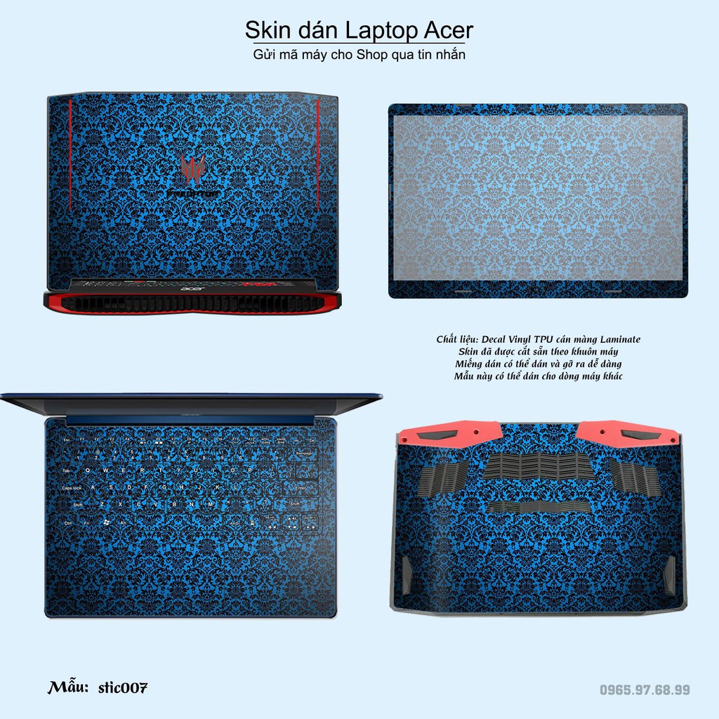 Skin dán Laptop Acer in hình Hoa văn sticker nhiều mẫu 2 (inbox mã máy cho Shop)