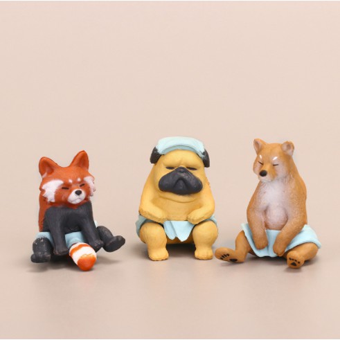 Set 5 mô hình : gấu bắc cực, chó, gấu trúc ... để bàn dễ thương trang trí góc học tập, làm việc, gaming - Ráp